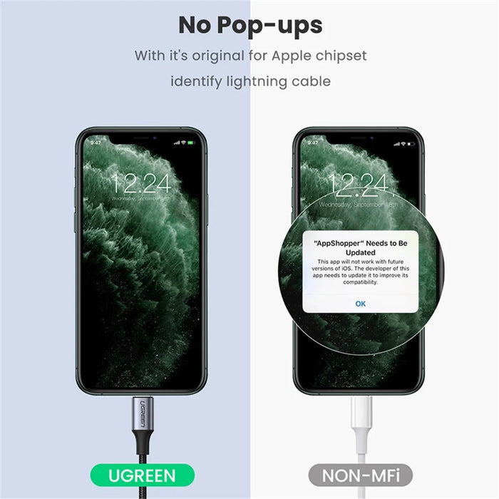 UGREEN 1m MFI Lightning to 3.5mm Cable Male to Male Headphone Jack Adapter for iPhone - 7