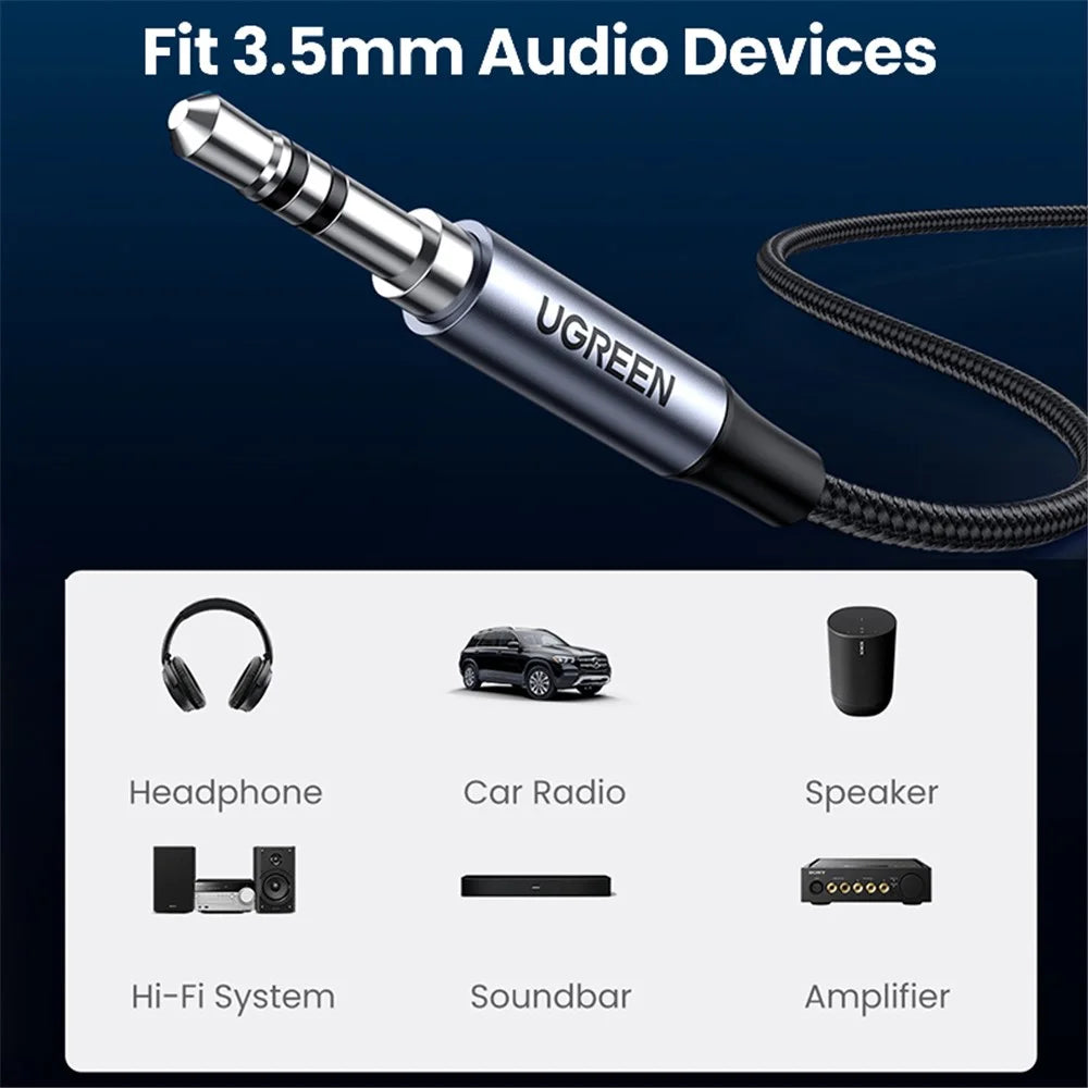 UGREEN 1m Type C to 3.5mm Male Plug AUX Cable Car Stereo Headphone Converter (DAC Chip) - 5