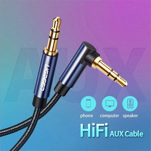UGREEN 1.5m For Phone Tablet PC Headphone AUX Cord 3.5mm Male to Male Right Angle Audio Extension Cable - 2