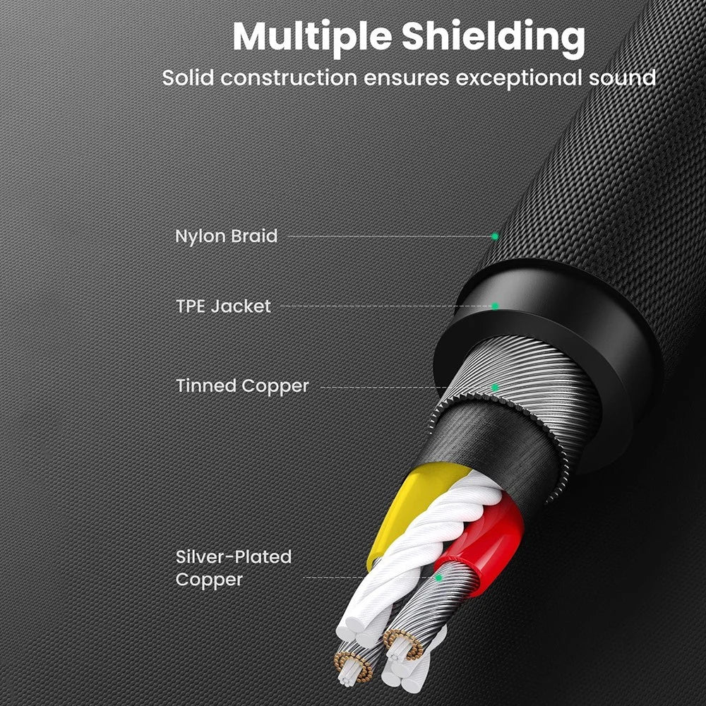 UGREEN 1.5m AUX Cord 3.5mm Jack Male to Male Audio Cable for Car Audio Headphone Speaker Amplifier - 3