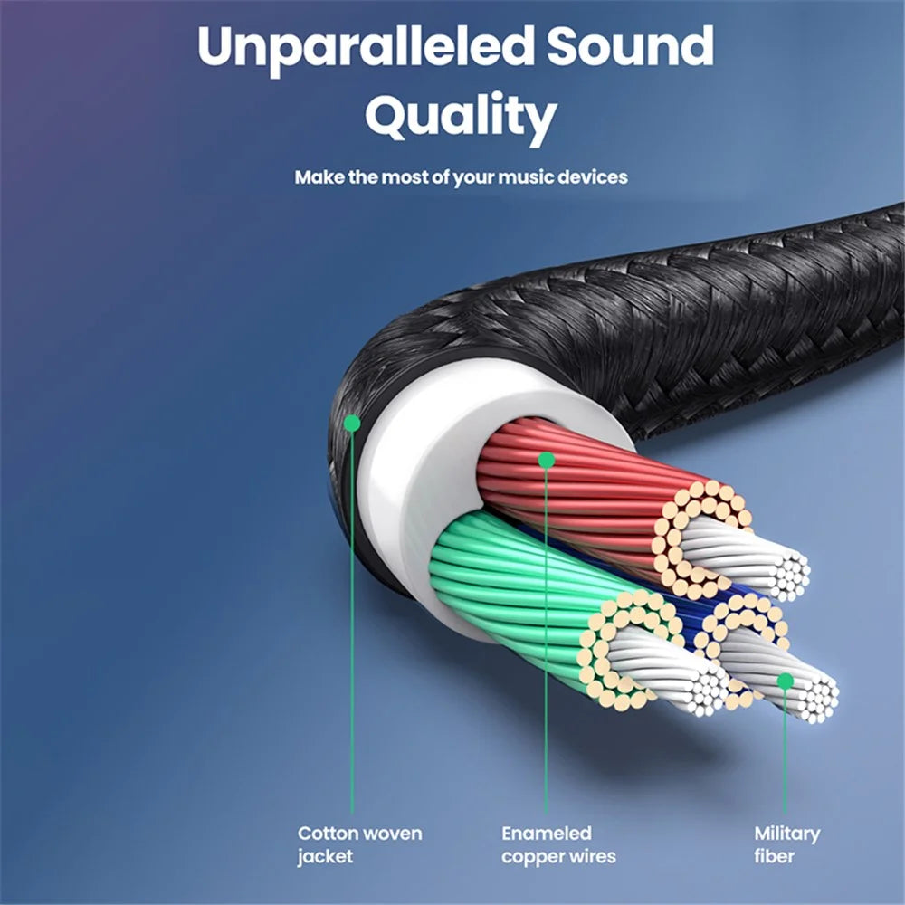 UGREEN 0.5m 3.5mm Male to Male Gold Plated Elbow Adapter AUX Cord Audio Extension Cable - 6
