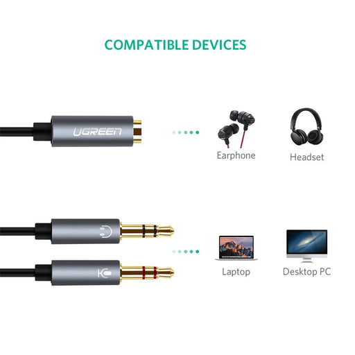 UGREEN 3.5mm Stereo Y Splitter Cable 1 Female to 2 Male Headphone Adapter Cord - 2