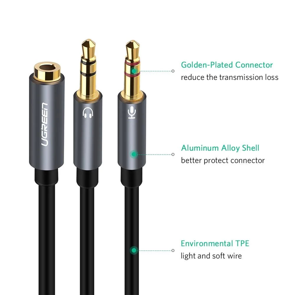 UGREEN 3.5mm Stereo Y Splitter Cable 1 Female to 2 Male Headphone Adapter Cord - 3