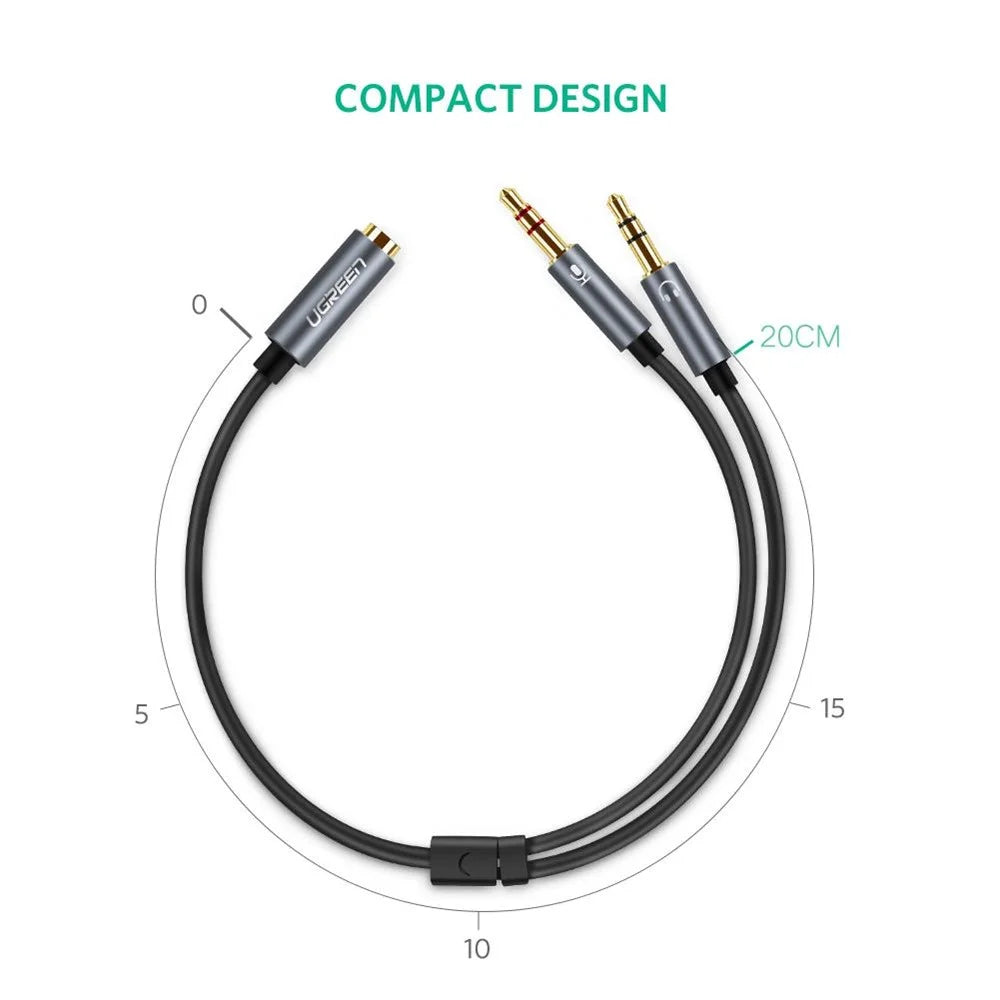 UGREEN 3.5mm Stereo Y Splitter Cable 1 Female to 2 Male Headphone Adapter Cord - 5