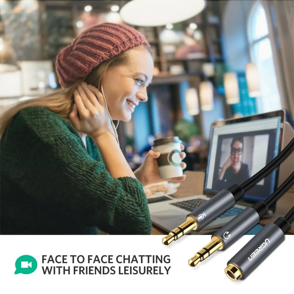 UGREEN 3.5mm Stereo Y Splitter Cable 1 Female to 2 Male Headphone Adapter Cord - 7