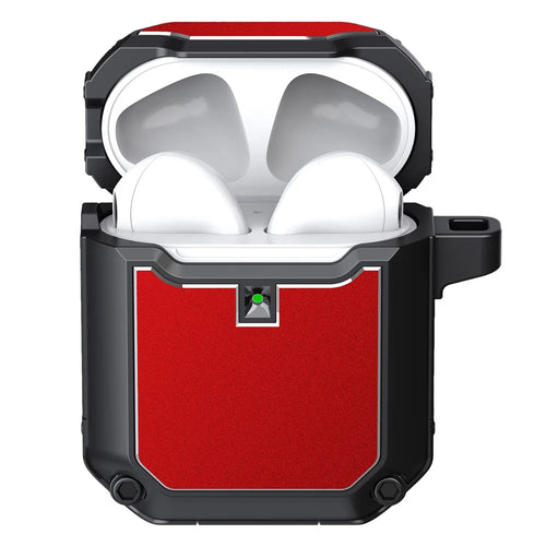 For Apple AirPods with Charging Case (2016) / with Charging Case (2019) / with Wireless Charging Case (2019) Earbud Case Full-Body TPU + Hardware Protective Cover with Carabiner Clip - Red - 1