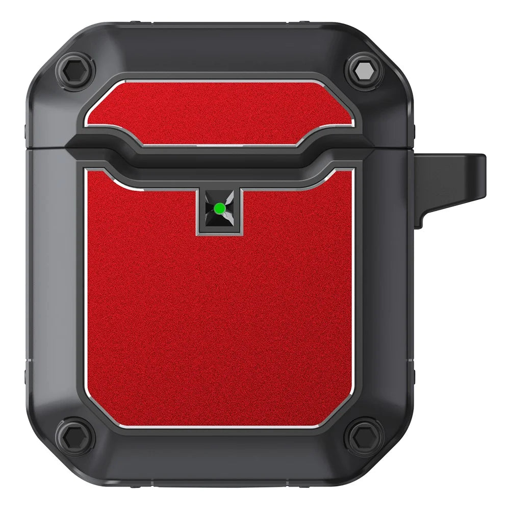 For Apple AirPods with Charging Case (2016) / with Charging Case (2019) / with Wireless Charging Case (2019) Earbud Case Full-Body TPU + Hardware Protective Cover with Carabiner Clip - Red - 2