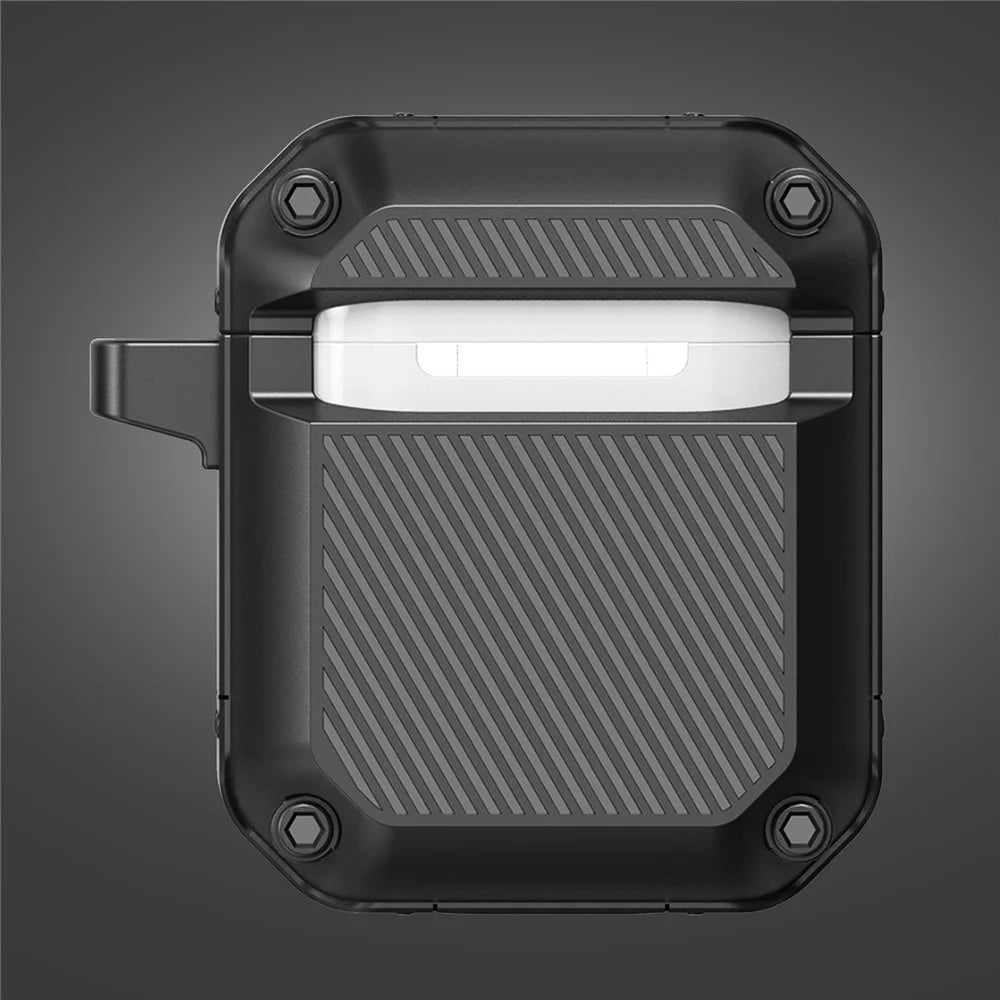 For Apple AirPods with Charging Case (2016) / with Charging Case (2019) / with Wireless Charging Case (2019) Earbud Case Full-Body TPU + Hardware Protective Cover with Carabiner Clip - Red - 6