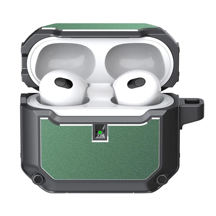 For Apple AirPods 3 Bluetooth-compatible Earphone Protective Case TPU + Hardware Charging Box Shell with Keychain - Green - 1