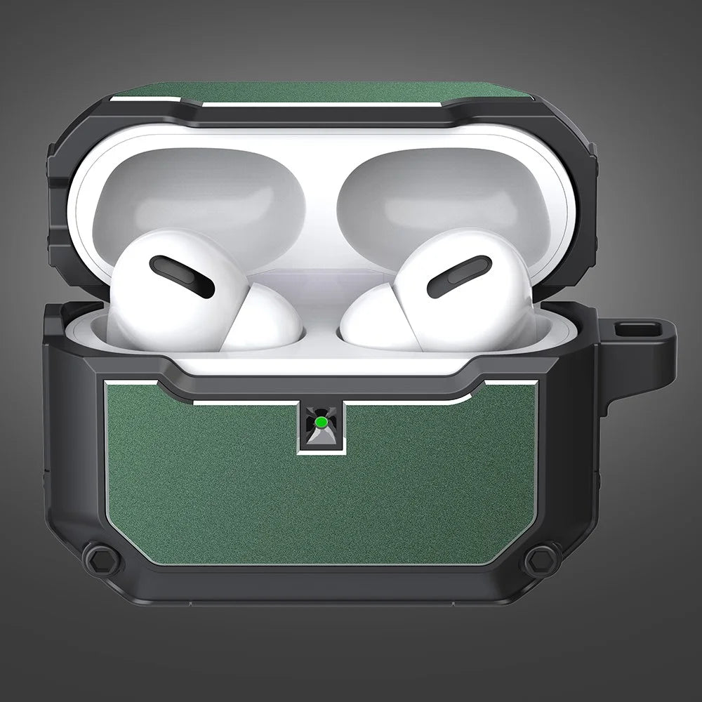 For Apple AirPods Pro Headphones Carrying Case Scratch-Resistant TPU + Hardware Cover with Keychain - Green - 3