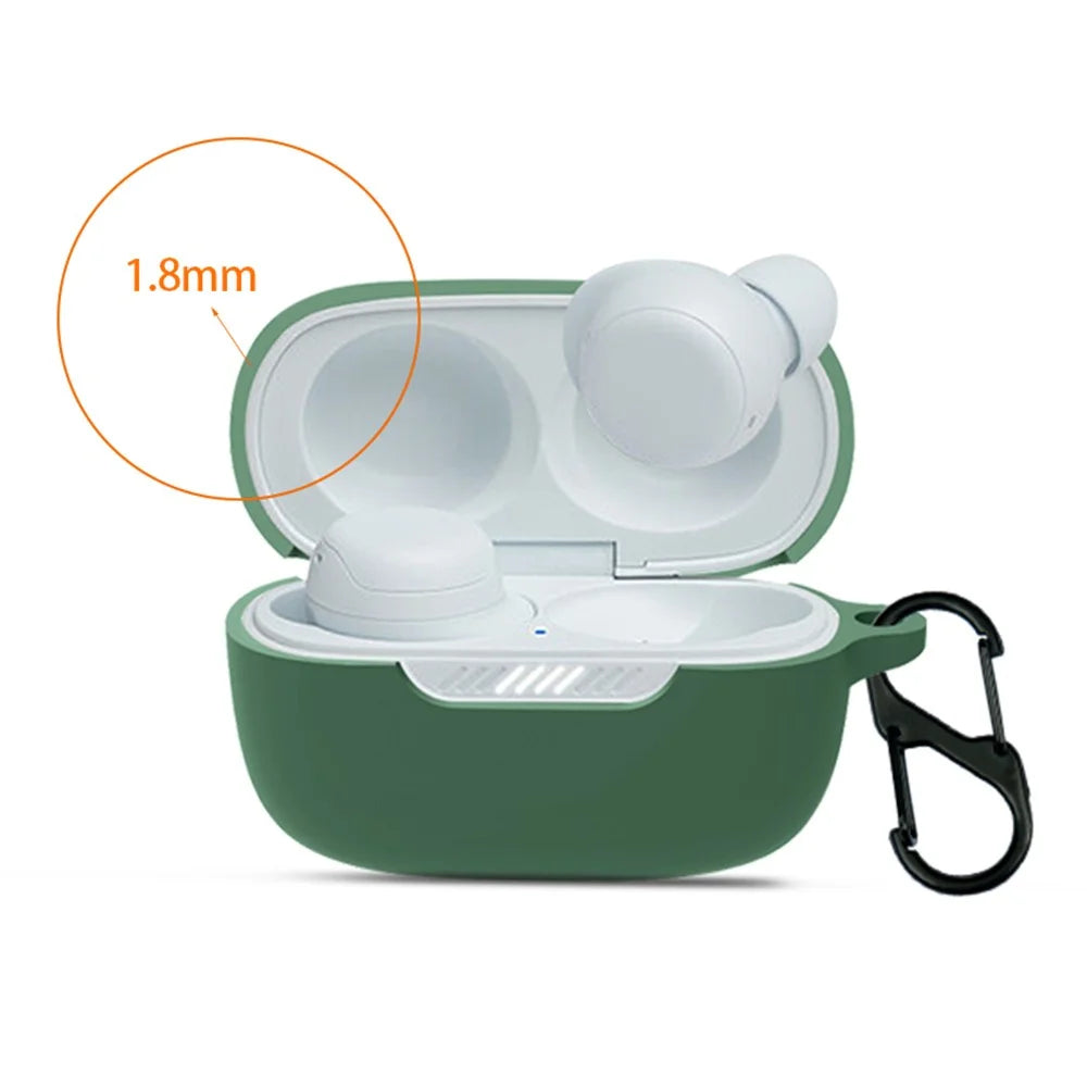 For JBL Live Free NC Soft Silicone Earphone Charging Box Case Protective Cover with Anti-lost Hook - Black - 4