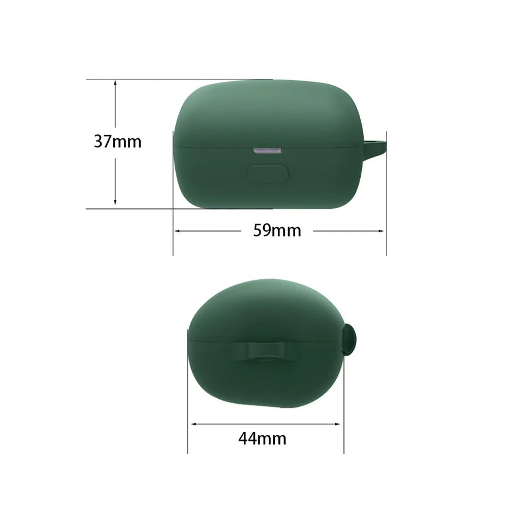 For Sony WF-L900 Earphone Charging Box Silicone Protective Case Bluetooth-compatible Earbuds Cover with Buckle - Blackish Green - 5