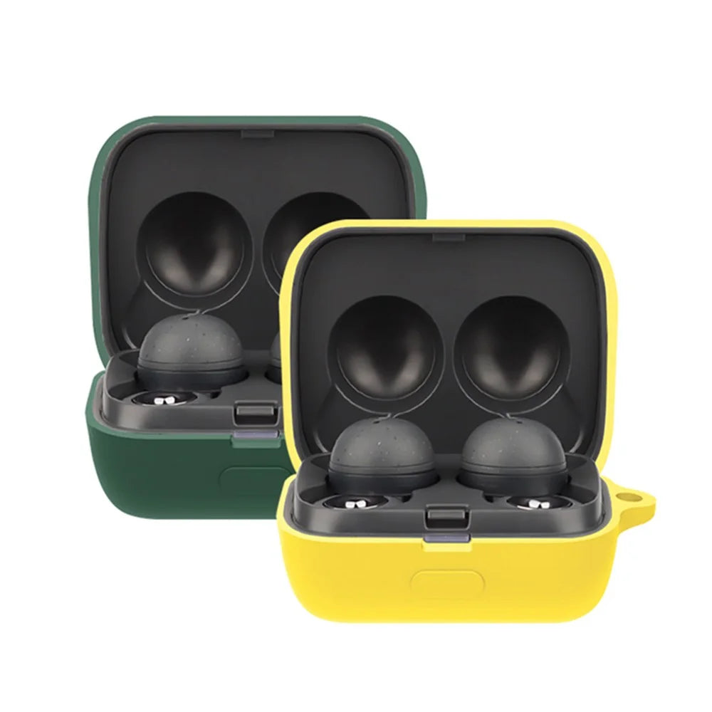 For Sony WF-L900 Earphone Charging Box Silicone Protective Case Bluetooth-compatible Earbuds Cover with Buckle - Blackish Green - 6