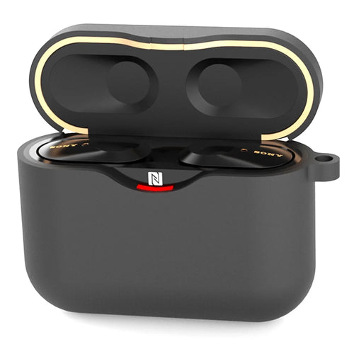 For Sony WF-1000XM3 Soft Silicone Earphone Case Anti-fall Earbuds Charging Box Protective Cover - Black - 1