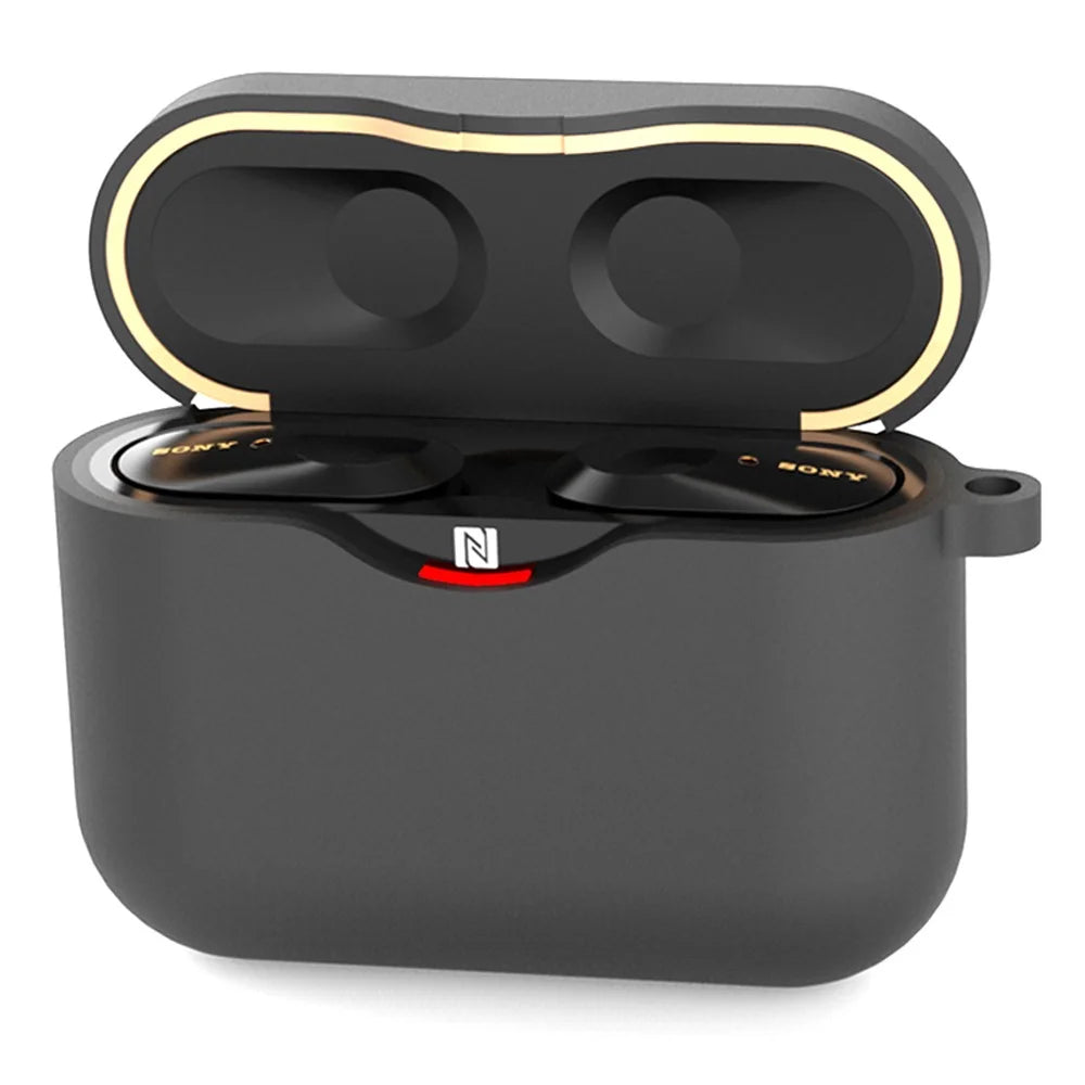 For Sony WF-1000XM3 Soft Silicone Earphone Case Anti-fall Earbuds Charging Box Protective Cover - Black - 1