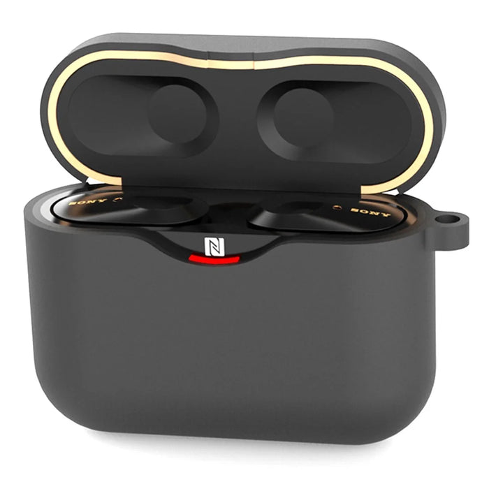 For Sony WF-1000XM3 Soft Silicone Earphone Case Anti-fall Earbuds Charging Box Protective Cover - Black - 1