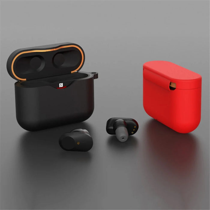 For Sony WF-1000XM3 Soft Silicone Earphone Case Anti-fall Earbuds Charging Box Protective Cover - Black - 2