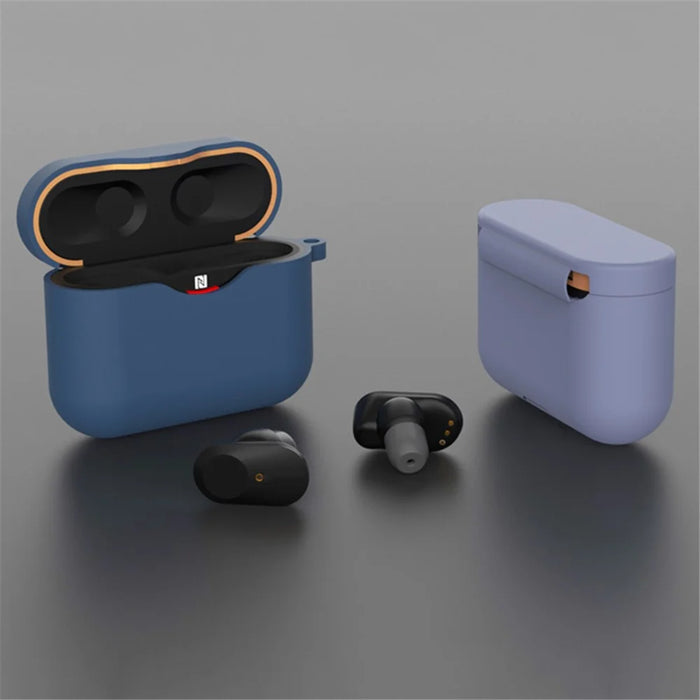 For Sony WF-1000XM3 Soft Silicone Earphone Case Anti-fall Earbuds Charging Box Protective Cover - Black - 3