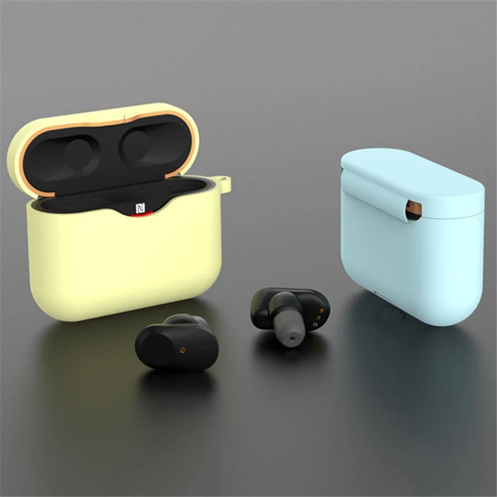 For Sony WF-1000XM3 Soft Silicone Earphone Case Anti-fall Earbuds Charging Box Protective Cover - Black - 4