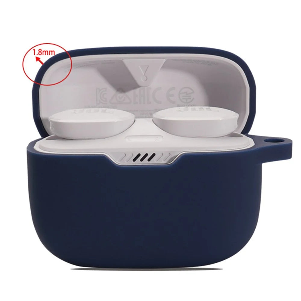 For JBL TUNE 130NC Bluetooth-compatible Earphone Silicone Protective Case Headphone Anti-fall Cover with Anti-lost Buckle - Black - 2