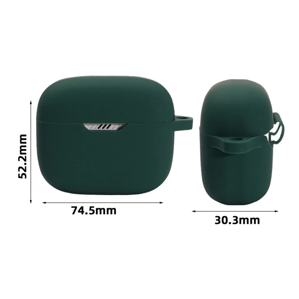 For JBL TUNE 130NC Bluetooth-compatible Earphone Silicone Protective Case Headphone Anti-fall Cover with Anti-lost Buckle - Black - 4
