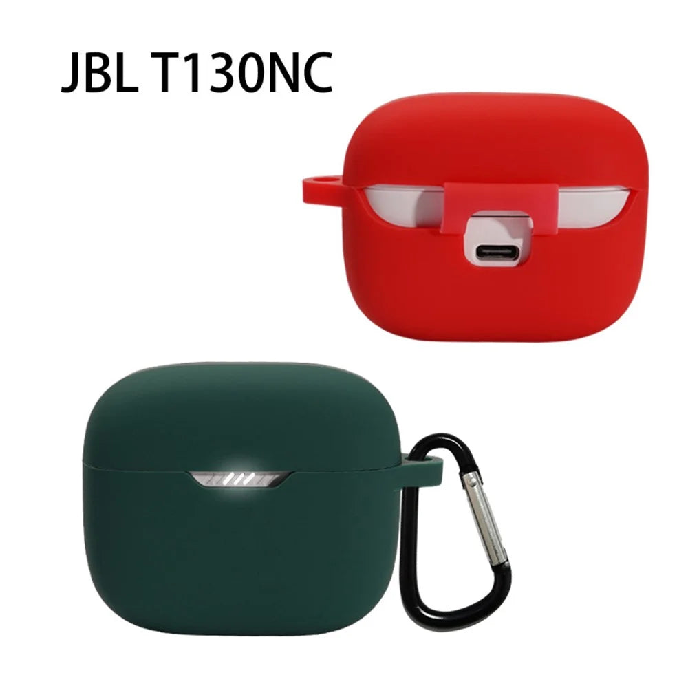 For JBL TUNE 130NC Bluetooth-compatible Earphone Silicone Protective Case Headphone Anti-fall Cover with Anti-lost Buckle - Black - 6