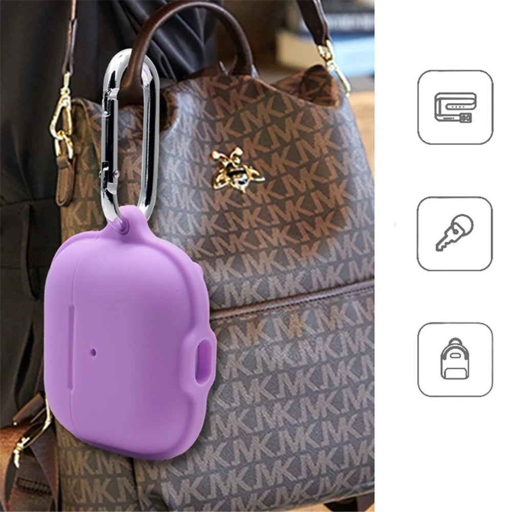 For Apple AirPods 3 Case Cover Portable Protective Case Earbuds Soft Silicone Protector with Keychain - White - 4