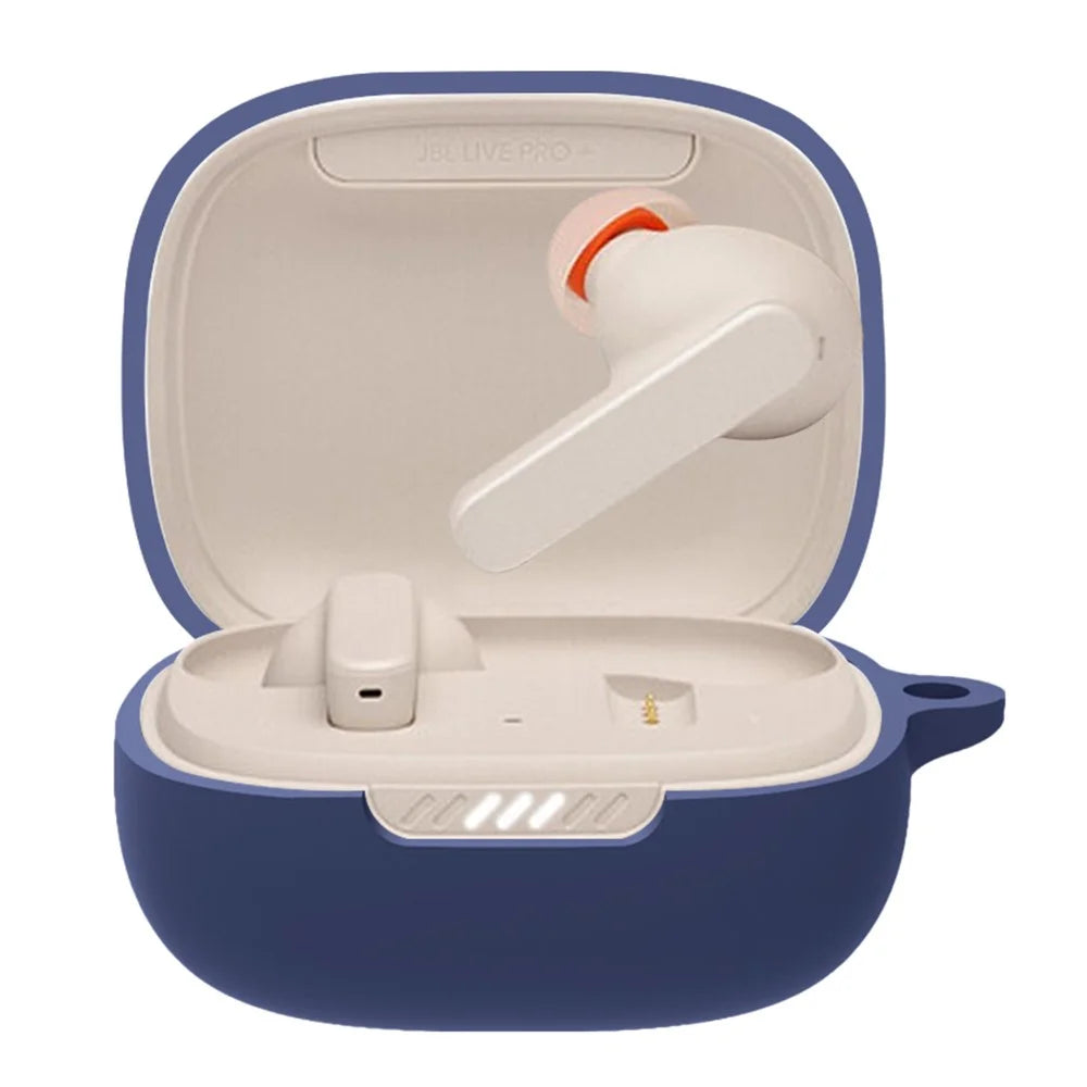 Silicone Protective Case for JBL Live Pro+ TWS, Earphone Charging Box Anti-scratch Dustproof Shell Cover - Dark Blue - 1