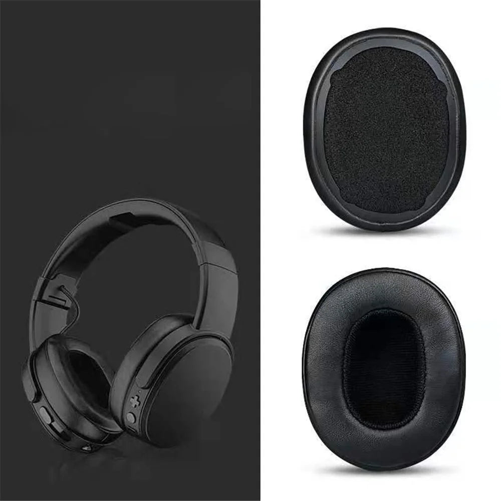 1 Pair Soft Earpads Leather Sponge Cushions for Skullcandy Crusher 3.0 Headphone Accessories Replacement - Black - 3