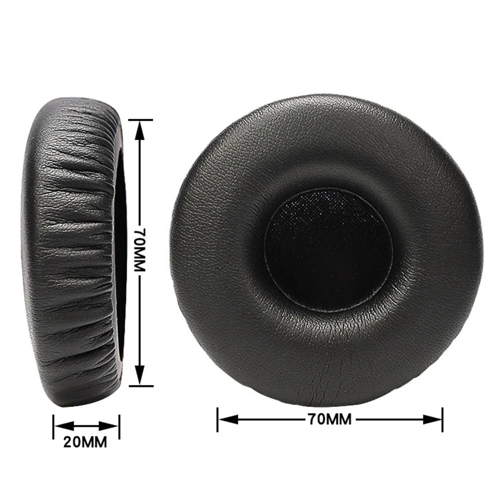 1 Pair for Jabra Revo Wireless On-Ear Bluetooth-compatible Headset Plain Protein Leather Ear Pads Replacement Parts Earmuff Cover Cushion - Black - 7