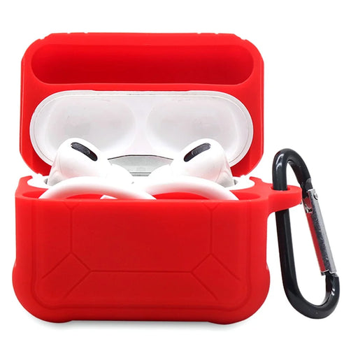 For Apple AirPods Pro 3-in-1 Silicone Protective Case + Ear-Hook + Anti-Lost Carabiner Protection Set - Red - 1