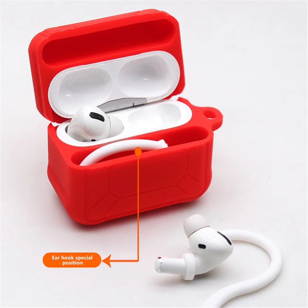 For Apple AirPods Pro 3-in-1 Silicone Protective Case + Ear-Hook + Anti-Lost Carabiner Protection Set - Red - 5