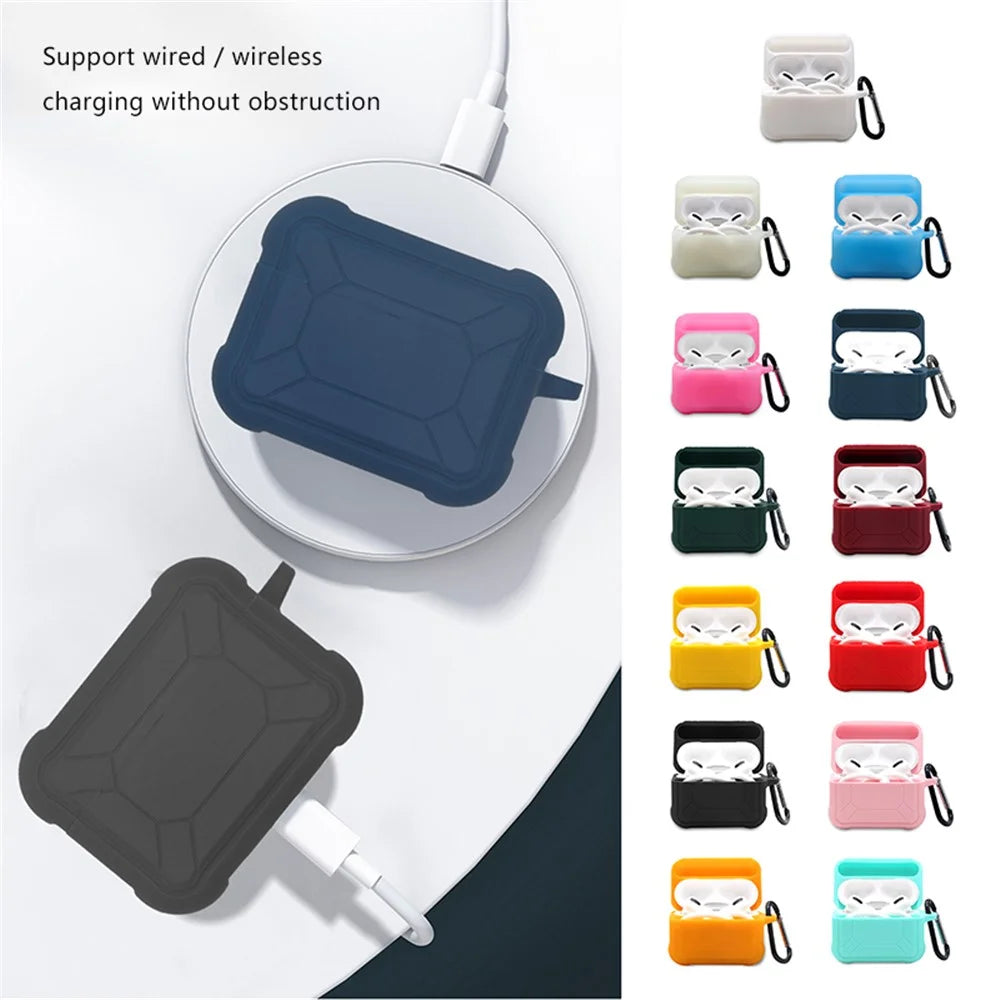 For Apple AirPods Pro 3-in-1 Silicone Protective Case + Ear-Hook + Anti-Lost Carabiner Protection Set - Red - 6