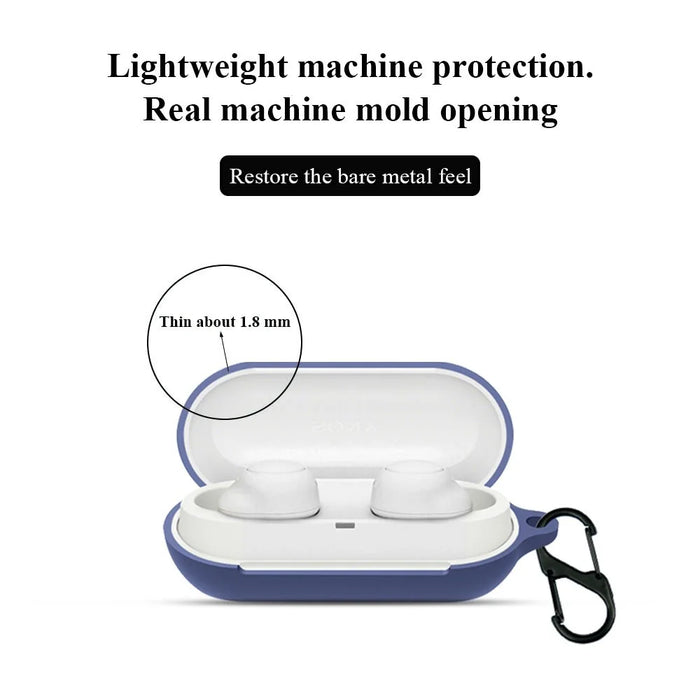 For Sony WF-C500 TWS Bluetooth-compatible Earphone Silicone Shell Anti-drop Protective Cover - Navy Blue - 3