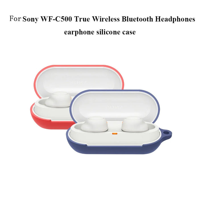 For Sony WF-C500 TWS Bluetooth-compatible Earphone Silicone Shell Anti-drop Protective Cover - Navy Blue - 4
