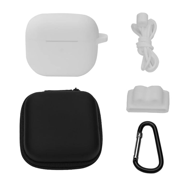 5Pcs/Set For Apple AirPods 3 Portable Protective Case Set Earbuds Soft Silicone Protector Kit with Keychain/Earphone Holder/Anti-lost Neck Strap/Storage Case - White - 1