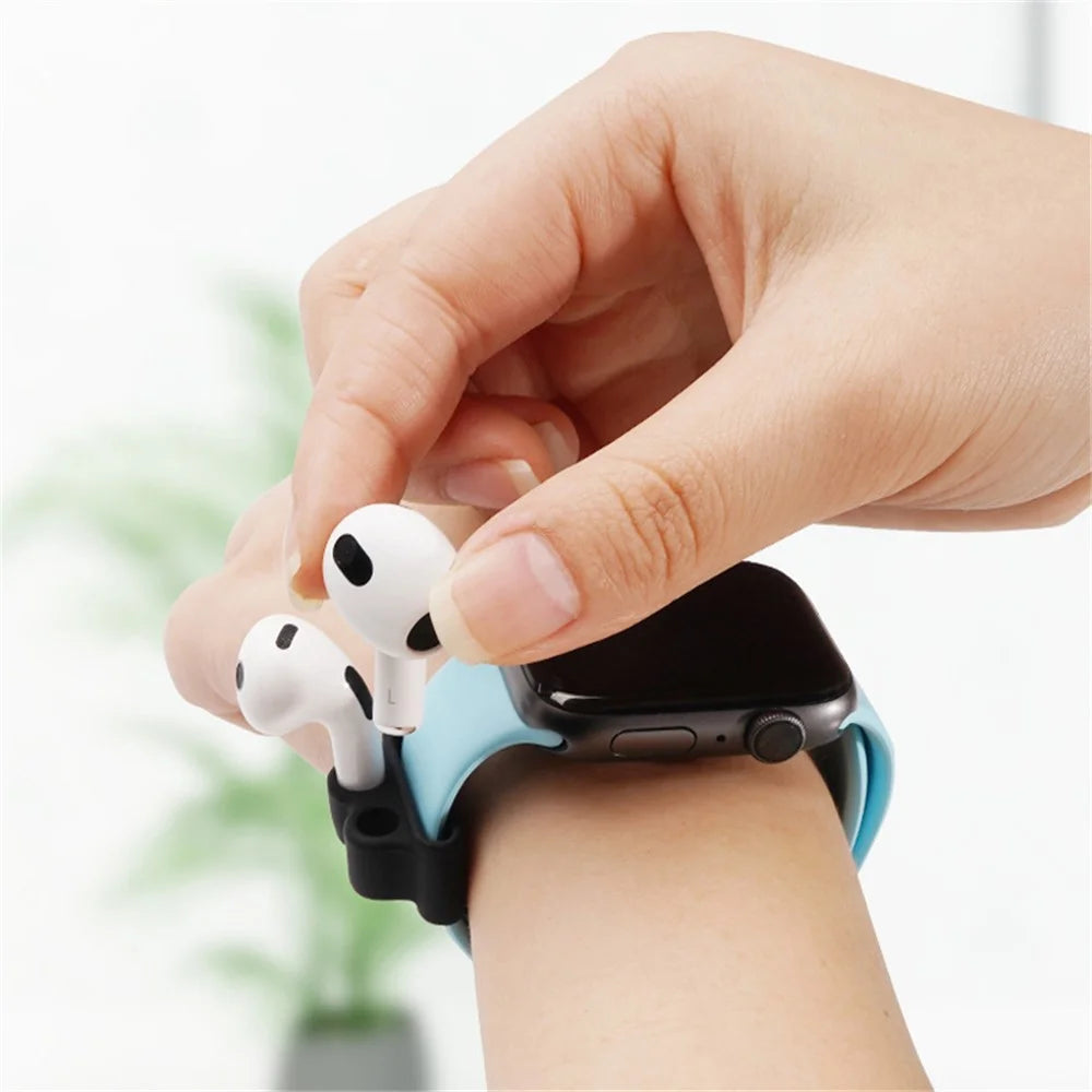 4Pcs/Set For Apple AirPods 3 Protective Case Set Earbuds Soft Silicone Protector Kit with Wrist Strap/Strap Buckle/Ear Hook - White - 3