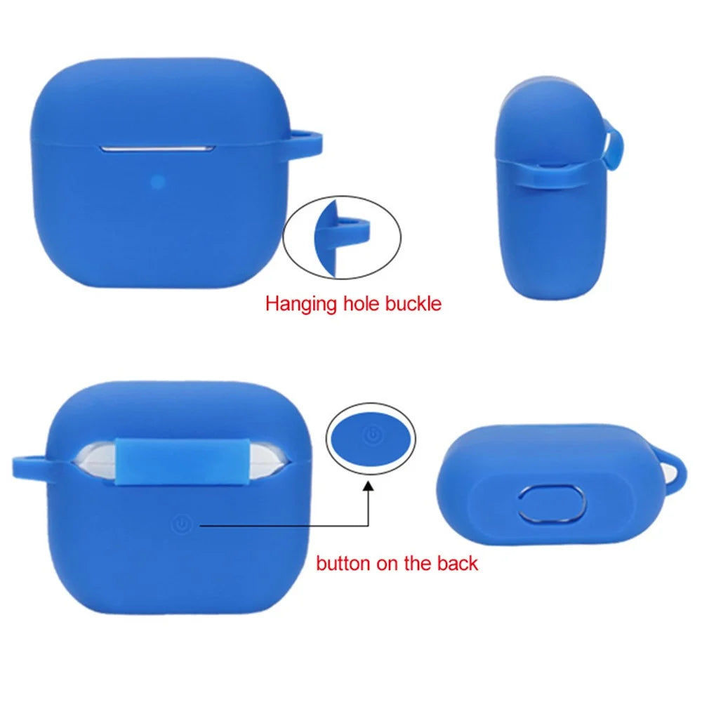 4Pcs/Set For Apple AirPods 3 Protective Case Set Earbuds Soft Silicone Protector Kit with Wrist Strap/Strap Buckle/Ear Hook - White - 4