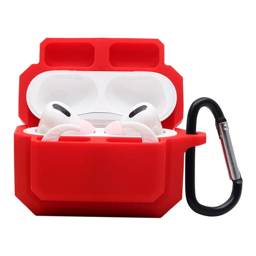 For Apple AirPods Pro 3-in-1 Silicone Anti-Fall Case + Ear-Tip + Anti-Lost Carabiner Protection Set - Red - 1