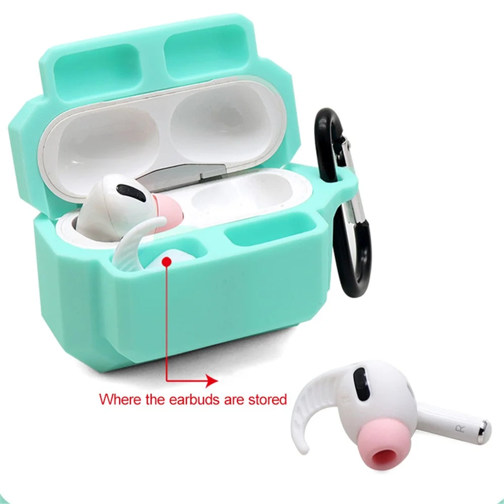 For Apple AirPods Pro 3-in-1 Silicone Anti-Fall Case + Ear-Tip + Anti-Lost Carabiner Protection Set - Red - 5