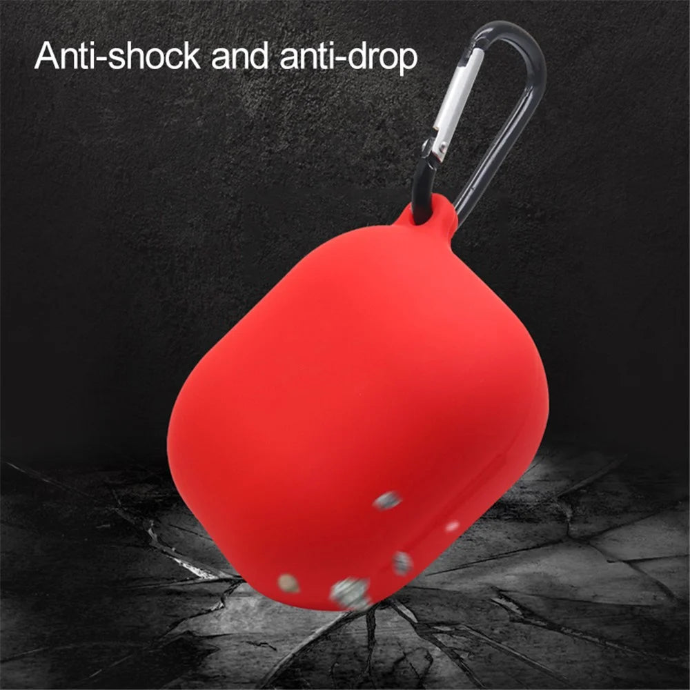 For Beats Fit Pro Wireless Bluetooth-compatible Earphone Silicone Case Anti-scratch Charging Box Shell with Carabiner - Red - 2