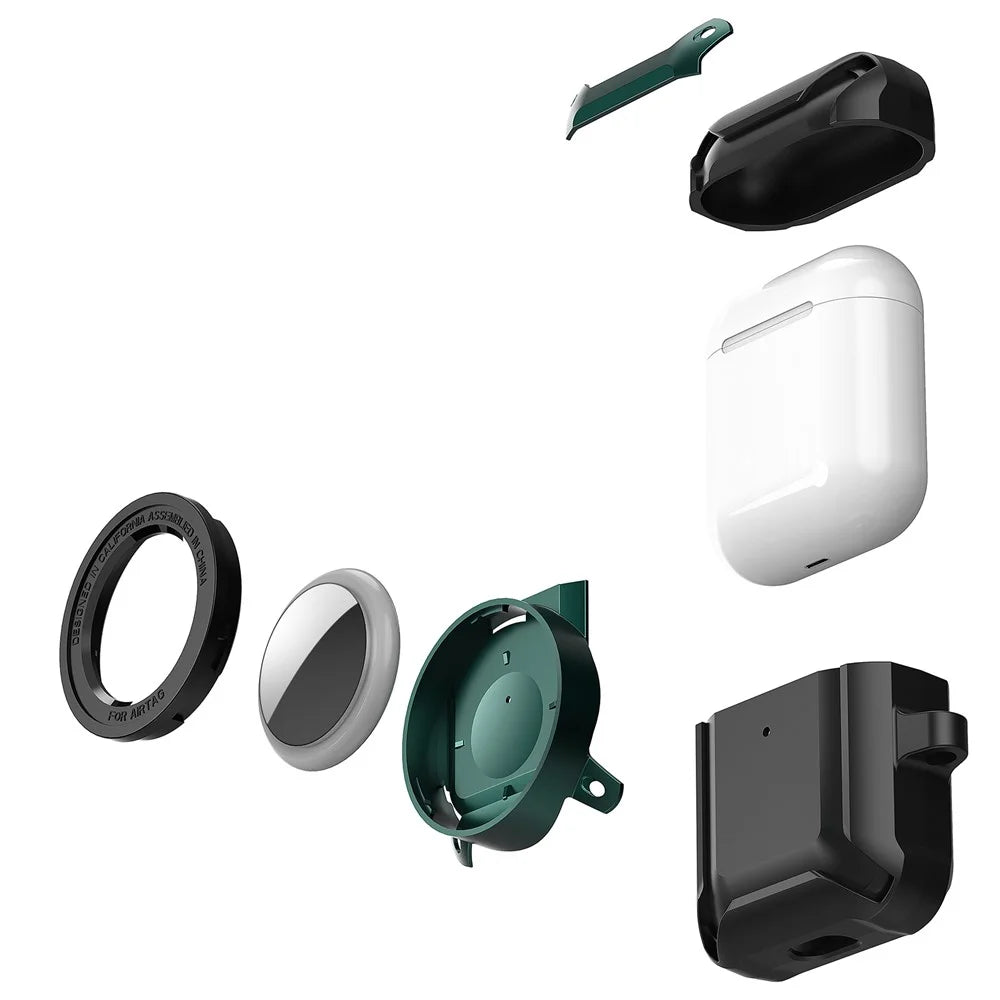 For Apple AirPods with Charging Case (2016)/(2019) / AirPods with Wireless Charging Case (2019) + for AirTag 2-in-1 Anti-drop Protective Cover Case - Green - 7
