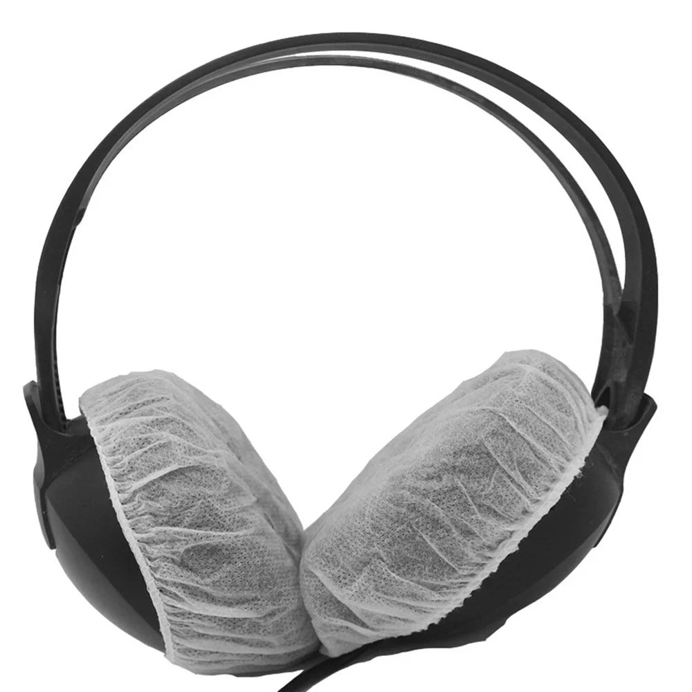 100Pcs/Set Non-Woven Sanitary Headset Ear Cover Disposable Stretch Covers Dust-proof for On-Ear Headphones with 6.5-7.5cm Earpads - 2