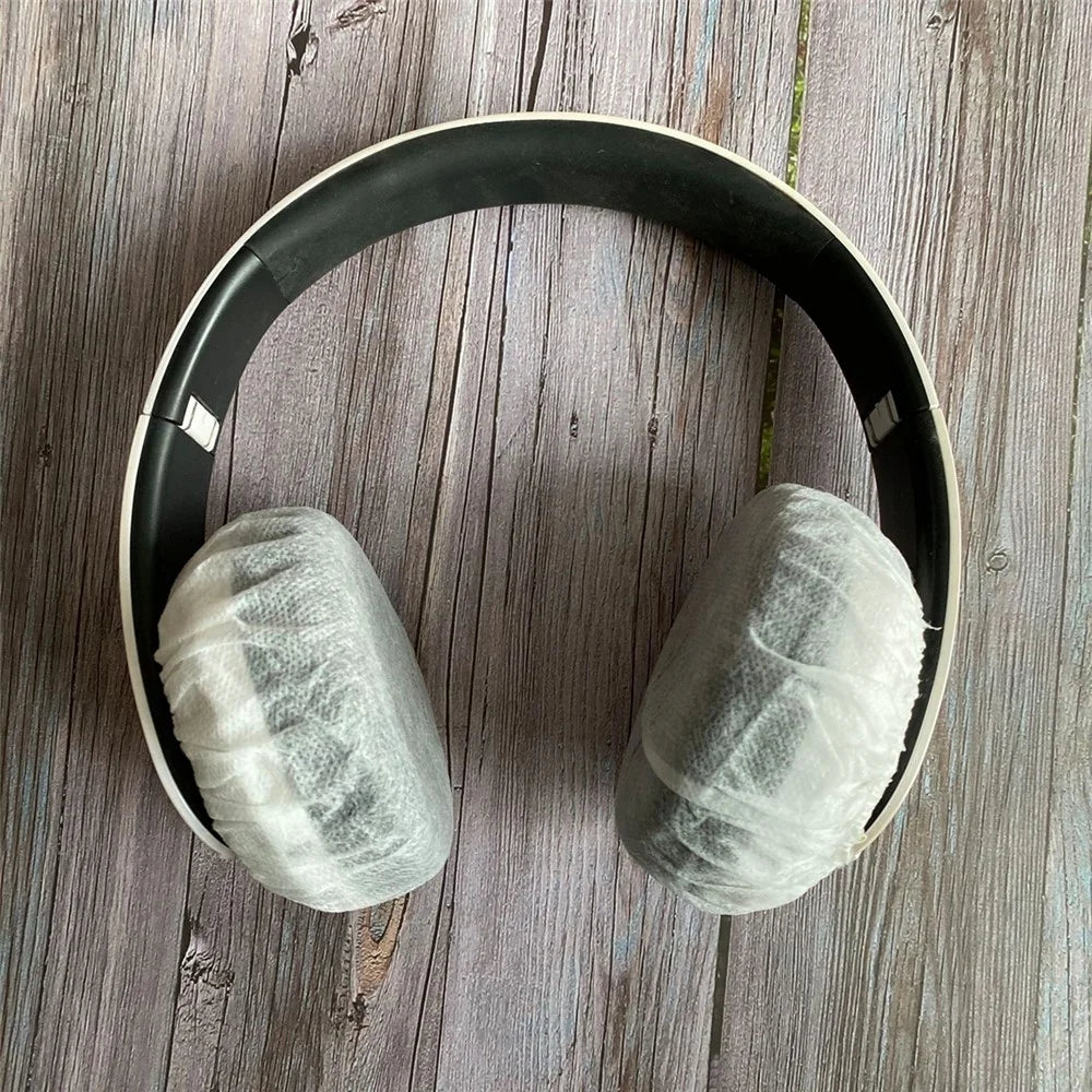 100Pcs/Set Non-Woven Sanitary Headset Ear Cover Disposable Stretch Covers Dust-proof for On-Ear Headphones with 6.5-7.5cm Earpads - 3