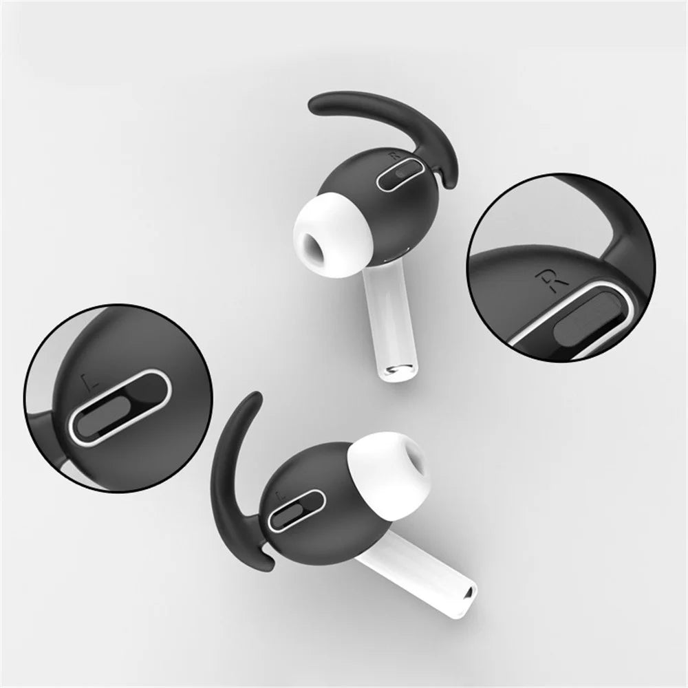 5Pcs/Set for Apple AirPods Pro Bluetooth-compatible Earphones Silicone Protective Case with Carabiner+Anti-lost Rope+Storage Case/Ear Cap - Midnight Green - 3