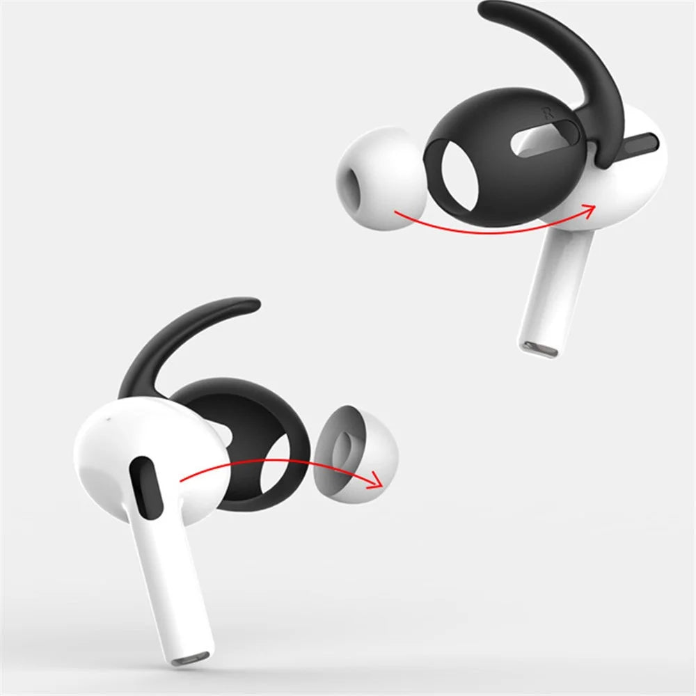 5Pcs/Set for Apple AirPods Pro Bluetooth-compatible Earphones Silicone Protective Case with Carabiner+Anti-lost Rope+Storage Case/Ear Cap - Midnight Green - 5