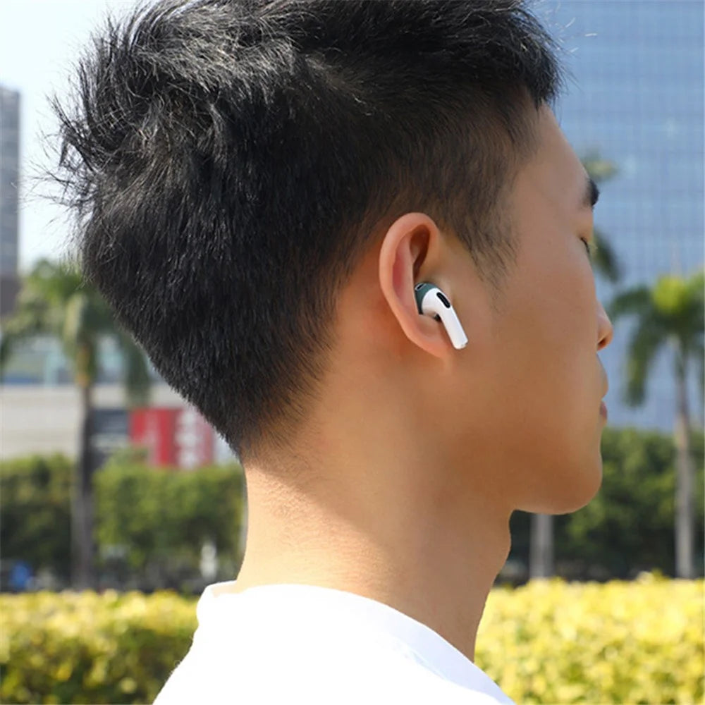 For Apple AirPods 3 + for AirTag 2-in-1 Silicone Protective Cover Drop-proof Dust-proof Case with Carabiner and Ear Caps - Midnight Blue - 2