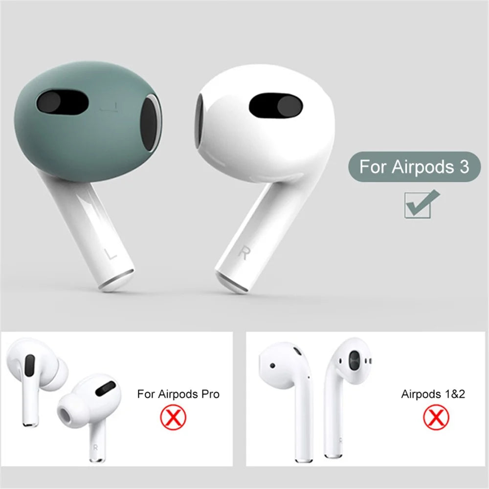 For Apple AirPods 3 + for AirTag 2-in-1 Silicone Protective Cover Drop-proof Dust-proof Case with Carabiner and Ear Caps - Midnight Blue - 5