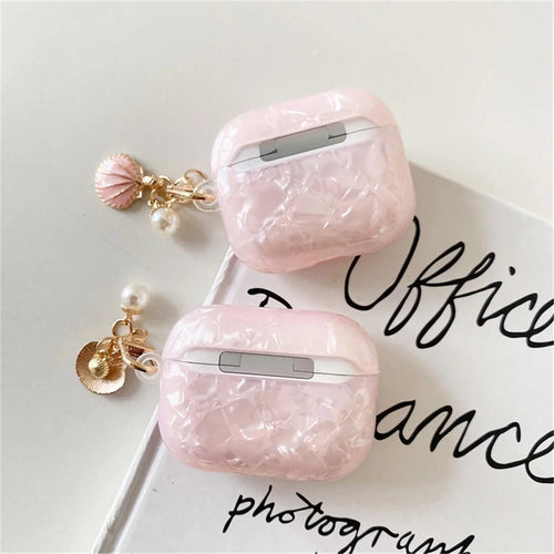 For Apple AirPods Pro Stylish Bluetooth-compatible Earphone TPU Protective Cover Charging Case Sleeve with Shell Pendant - 1