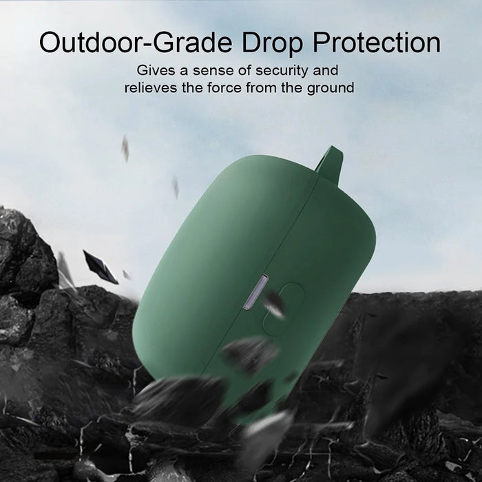 For Sony LinkBuds Earphone Silicone Case Solid Color Earbuds Charging Box Protective Cover with Buckle - Blackish Green - 5